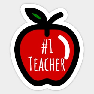 #1 Teacher Apple Sticker